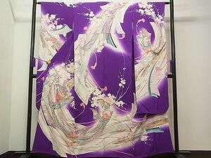 平和屋1■豪華振袖　熨斗花鳥文　暈し染め　金彩　逸品　CAAC0958vf