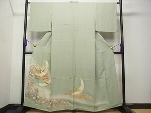 平和屋1■豪華色留袖　作家物　駒刺繍　飛鶴花文　暈し染め　金彩　逸品　CAAC1007vf