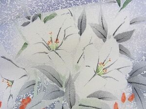 平和屋1■上質な小紋　草花文　たたき染め　逸品　CAAC7890ze