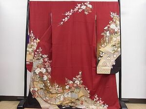 平和屋1■豪華振袖　駒刺繍　花車絵巻文　暈し染め　金彩　逸品　CAAC7970ze