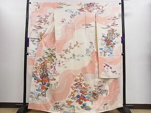 平和屋1■豪華振袖　駒刺繍　御所車流水鴛鴦花文　金彩　逸品　CAAC7960ze