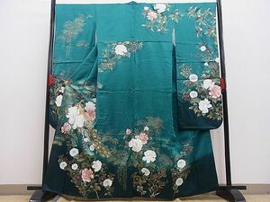 平和屋野田店■豪華振袖　孔雀松花文　暈し染め　金彩　逸品　BAAC1932hj