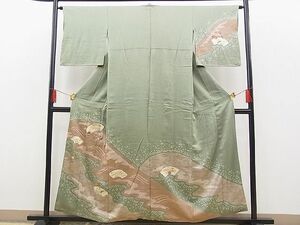 平和屋野田店■訪問着　絞り　刺繍　道長枝椿文　金彩　逸品　BAAC1780hv