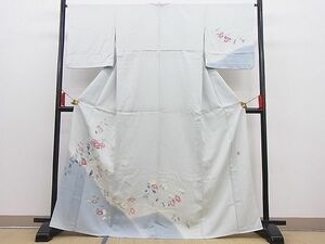 平和屋野田店■訪問着　単衣　友禅　作家物　枝花文　暈し染め　逸品　BAAC1625hj