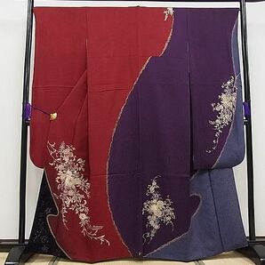 平和屋1■豪華振袖 刺繍 ベロア 花唐草文 暈し染め 金彩 やまと誂製 逸品 CAAC6203txの画像1