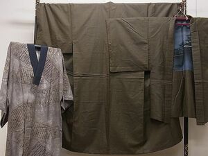 平和屋1■男性　お召　アンサンブル・長襦袢セット　100亀甲　逸品　CAAA5515dy