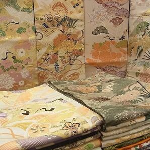 平和屋■アンティーク 大正ロマン 袋帯 丸帯 まとめて 30点 レトロ 鳳凰 鶴 楽器 花柄 金糸 など 未使用品あり 全て正絹 se1402の画像1