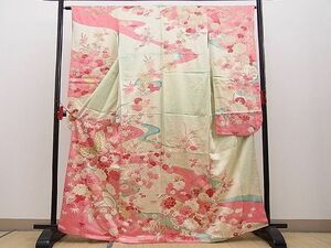 平和屋野田店■豪華振袖　駒刺繍　流水花蝶文　金銀彩　逸品　BAAC3073yc