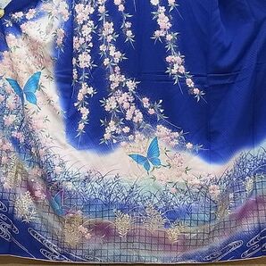 平和屋1■豪華振袖 枝垂れ桜流水花蝶文 暈し染め 金銀彩 逸品 CAAC4380chの画像3