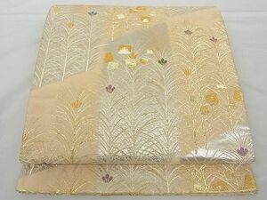 平和屋-こころ店■六通柄袋帯　枝花文　金銀糸　正絹　逸品　AAAD7615Bey