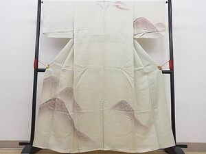 平和屋野田店■訪問着　単衣　刺繍　遠山樹林文　暈し染め　逸品　BAAC5203hj