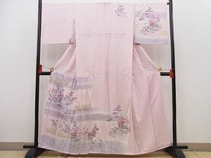 平和屋野田店■訪問着　友禅　吉祥風景草花文　暈し染め　金彩　逸品　BAAC7439pk