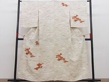 平和屋野田店■訪問着　単衣　流水菊楓文　金彩　逸品　BAAC5211hj_画像1