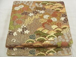 平和屋野田店■佐賀錦　六通柄袋帯　唐織　宝尽くし草花文　金糸　逸品　BAAC6293ea