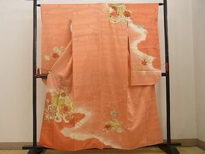 平和屋野田店■豪華振袖　駒刺繍　雲取り流水花車文　暈し染め　金銀彩　逸品　BAAC5483xi