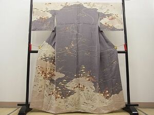 平和屋川間店■訪問着　松竹梅　雲取り鹿の子花文　金彩　逸品　n-ab0143