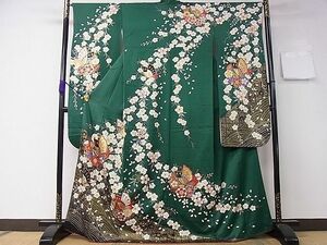 平和屋1■豪華振袖　駒刺繍　立波枝垂れ花舞蝶文　金彩　やまと謹製　逸品　CAAA8751an