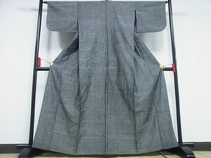 平和屋川間店■訪問着　単衣　紬地　刺繍　変わり横段文　着丈160.5cm　裄丈63.5cm　正絹　逸品　B-zg4662