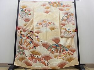 平和屋川間店■豪華振袖　駒刺繍　片輪車吉祥花文　金銀彩　逸品　n-kg2093