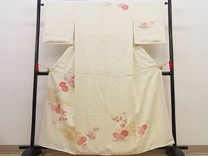 平和屋川間店■訪問着　手描き　駒刺繍　地紙草花文　金彩　逸品　n-hj4657