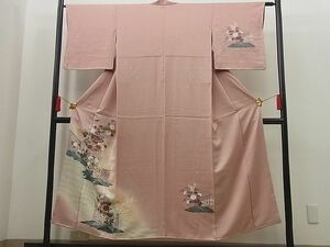 平和屋川間店■訪問着　流水菊文　暈し染め　金彩　逸品　n-by3416