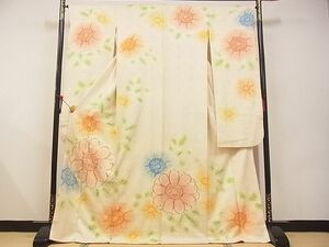 平和屋川間店■豪華振袖　駒刺繍　絞り　舞花文　金糸　着丈171cm　裄丈66cm　正絹　逸品　A-ta6346