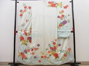 平和屋野田店■豪華振袖　総刺繍　牡丹花文　暈し染め　金銀糸　逸品　BAAC8662pk