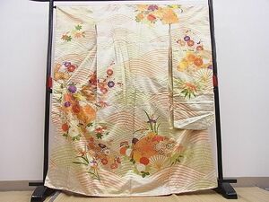 平和屋野田店■豪華振袖　駒刺繍　扇面青海波吉祥花文　金銀彩　逸品　BAAC1897hj