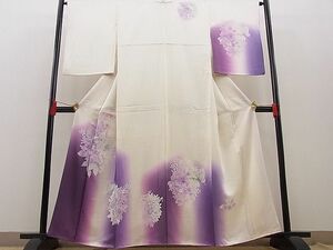 平和屋野田店■訪問着　舞蝶花文　暈し染め　金銀彩　逸品　BAAC3960yt