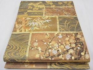 平和屋1■六通柄袋帯　道長天井草花文　金糸　逸品　CAAC3722fb