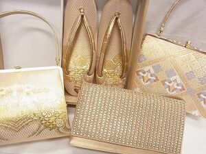  flat peace shop 1# kimono small articles Japanese clothing bag together 3 point zori 1 point ceiling . flower writing gold thread rhinestone zori :L size excellent article CAAC6368eg