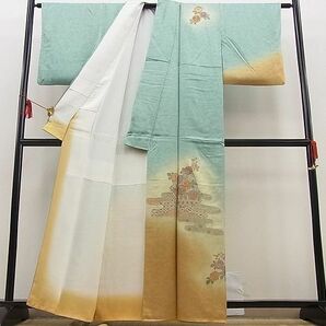 平和屋野田店■訪問着 総刺繍 スワトウ相良刺繍 エ霞色紙吉祥花文 暈し染め 逸品 BAAC3977ytの画像2