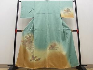 平和屋野田店■訪問着　総刺繍　スワトウ相良刺繍　エ霞色紙吉祥花文　暈し染め　逸品　BAAC3977yt