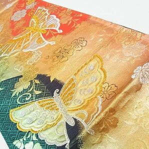 平和屋1◎西陣 六通柄袋帯 花蝶文 金銀糸 逸品 未使用 CAAC0202inの画像2