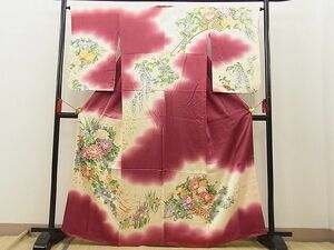 平和屋野田店■訪問着　駒刺繍　道長花車文様　暈し染め　金銀彩　逸品　BAAC2682jr