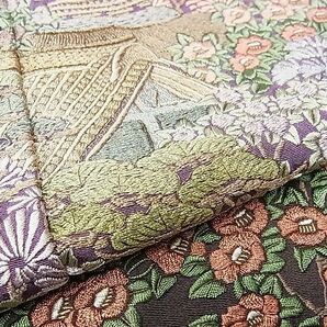 平和屋-こころ店■豪華色留袖 総刺繍 風景草花文 暈し染め 金糸 正絹 逸品 AAAD3956Bzgの画像5