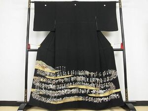 平和屋-こころ店■豪華黒留袖　大名行列　金彩　正絹　逸品　AAAB8610Abr