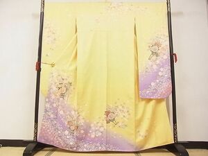 平和屋-こころ店■豪華振袖　駒刺繍　飾花文　暈し染め　金彩　正絹　逸品　AAAD4160Ata