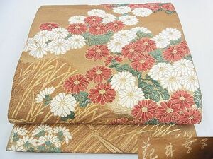 平和屋2■ファッションデザイナー　花井幸子　六通柄袋帯　唐織　籬花文　金糸　逸品　DAAB5923wb