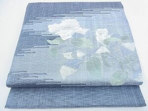 平和屋2■太鼓柄袋帯　スリーシーズン帯　春夏秋　すくい織　枝花文　銀糸　逸品　未使用　DAAB5921wb