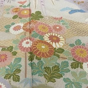 平和屋-こころ店■訪問着 絞り 草花文 金彩 着丈159cm 裄丈66cm 正絹 逸品 AAAD0621Bnpの画像4