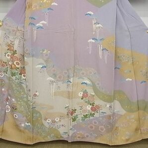 平和屋-こころ店■訪問着 絞り 草花文 金彩 着丈159cm 裄丈66cm 正絹 逸品 AAAD0621Bnpの画像3