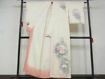 平和屋-こころ店■訪問着　手描き　枝花文　正絹　逸品　AAAD7001Bwt_画像2