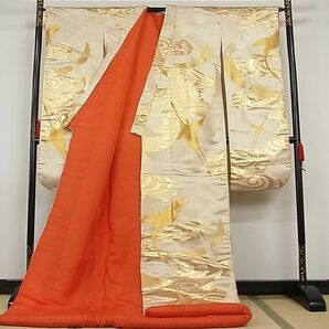 平和屋-こころ店■極上 色打掛 刺繍 流水飛鶴文 金糸 正絹 逸品 AAAC0985Abrの画像2