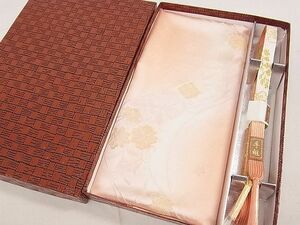 平和屋2■和装小物　帯締め・帯揚げセット　花唐草文　高麗組　暈し染め　金糸　逸品　未使用　DAAA5334yyy