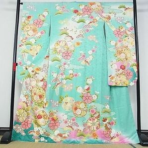 平和屋-こころ店■豪華振袖 駒刺繍 吉祥草花文 暈し染め 金彩 正絹 逸品 AAAD0646Bnpの画像1