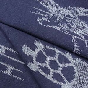 平和屋-こころ店■弓浜絣 単衣 藍 鶴 亀 松 綿 逸品 AAAD4222Ataの画像6