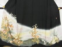 平和屋-こころ店■豪華黒留袖　作家物　駒刺繍　鴛鴦枝花文　暈し染め　金彩　正絹　逸品　AAAB8559Abr_画像4