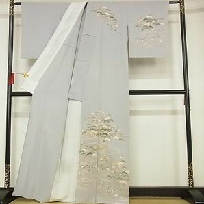 平和屋-こころ店■極上 訪問着 単衣 友禅 宝尽くし松文 金彩 正絹 逸品 AAAD2921Ackの画像2