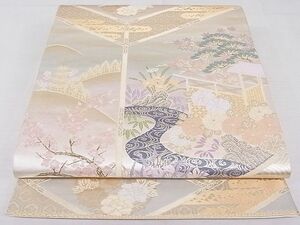 平和屋-こころ店◎六通柄袋帯　唐織　桃山絵巻　金糸　正絹　逸品　AAAD2144Agk